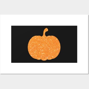 Light Orange Faux Glitter Halloween Pumpkin Posters and Art